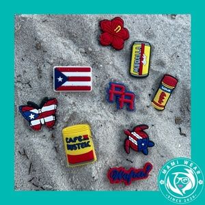 Puerto Rico Crocs Charms Shoes Accessories  9 Pieces + Sticker